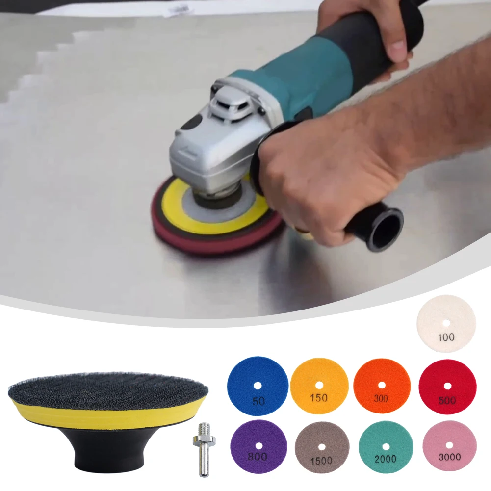 

New Pads Polishing 11pcs 3Inch Discs Grinder Tools 50-3000# 8*8cm Buffing Chamfering Kit Marble Polisher Repair