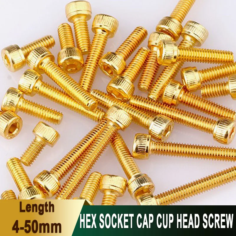 2~10pcs Titanium Plated Hex Socket Cap Cup Head Screw M2 M2.5 M3 M4 M5 M6 M8 M10 Allen Bolt Length 4-50mm