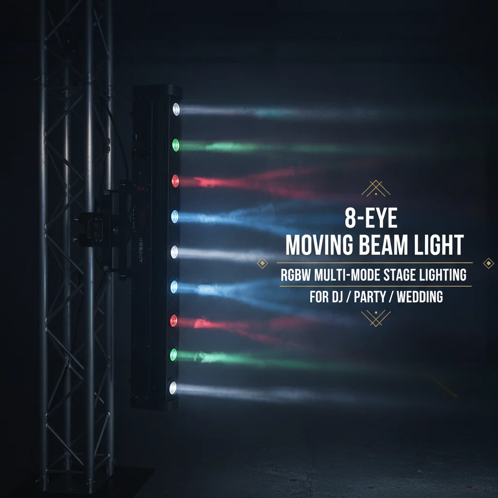 8-Eye Moving Head Beam Light 8x10W LED DMX512 Stage DJ Party Light 124W 90-260V US Plug