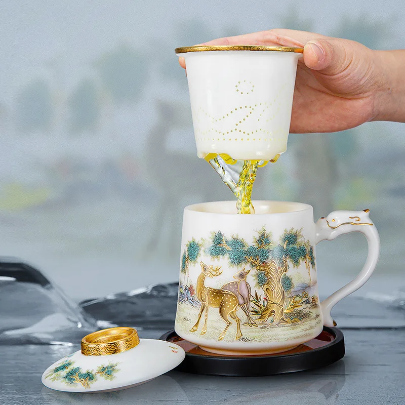 

Ice species, jade porcelain, ceramics, office, tea, separation, with lid