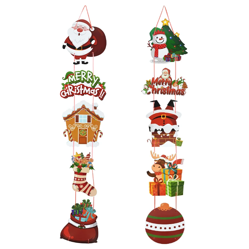 Merry Christmas Hanging Door Banner Santa Claus Snowman Couplet Christmas Decorations For Home Noel Navidad New Year Party Gifts