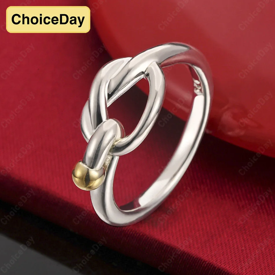 

ChoiceDay 925 Sterling Silver 7-10 Simple Knotted Beaded Ring Women's Engagement Accessories Wedding Jewelry
