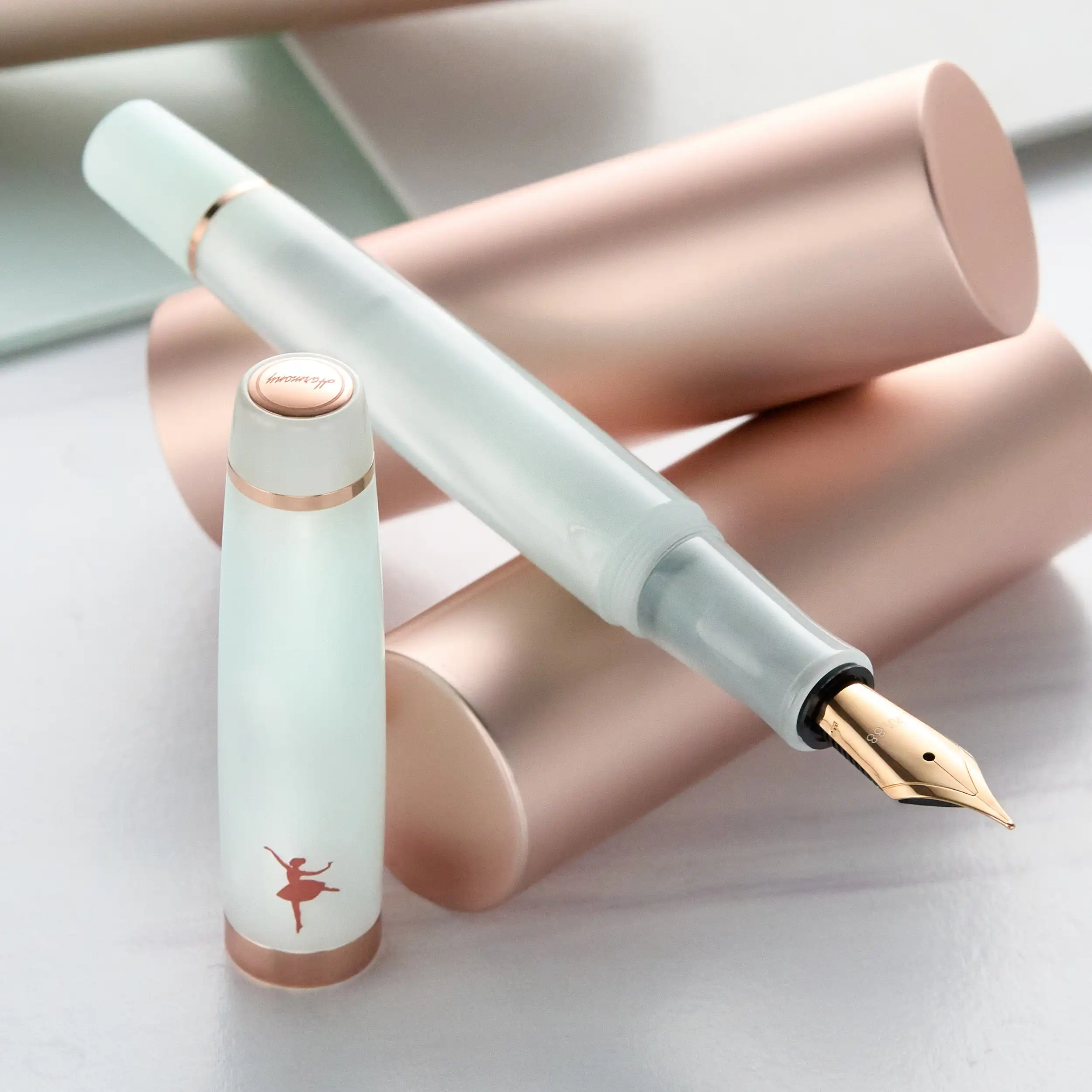 Taiwan OPUS88 White Harmony Series  Eyedropper  Fountain Pen