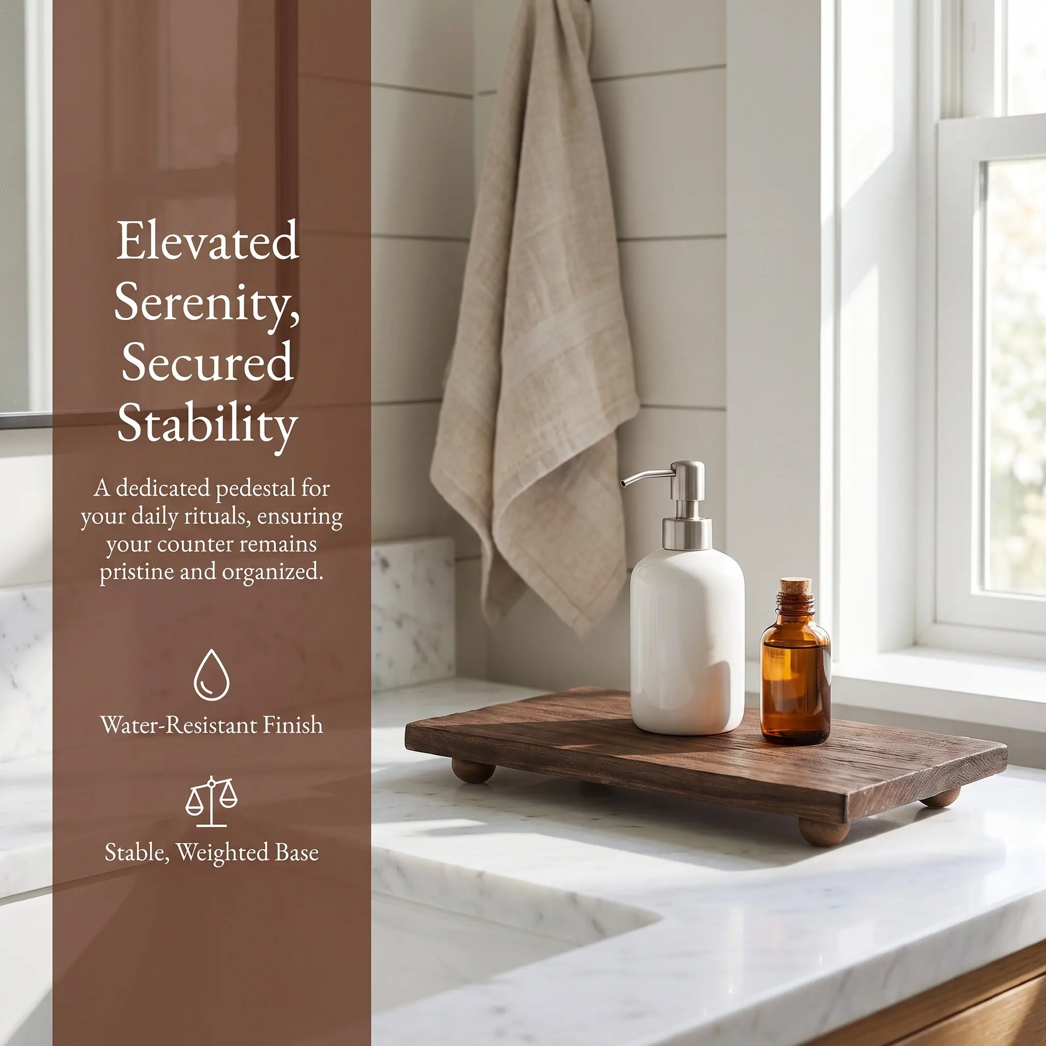 Wooden Soap Dish Base Sink Organizer Rustic Pedestal Riser Bathroom Countertop Tray Soap Dispenser Tray Wood Riser Stand