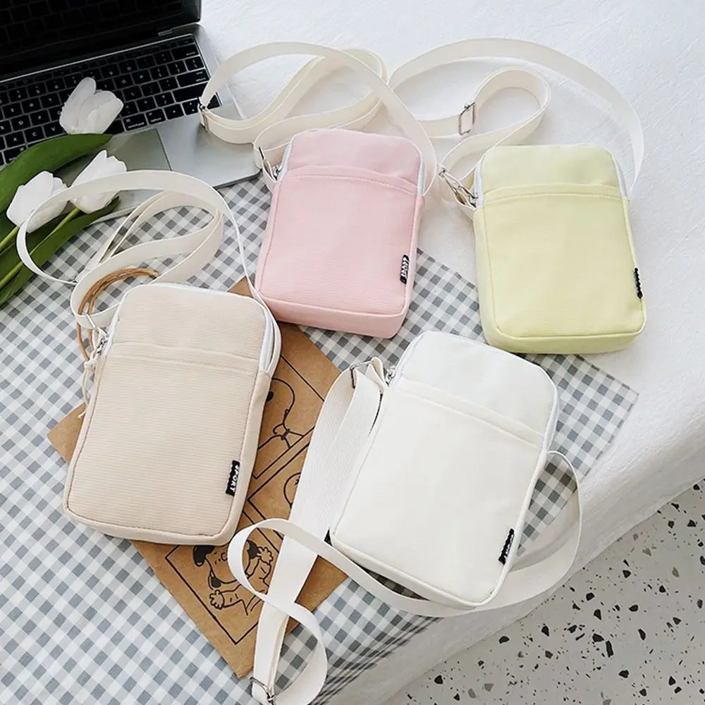 Simple Canvas Zipper Purse Crossbody Bag Handbag Shoulder Bag Phone Bag