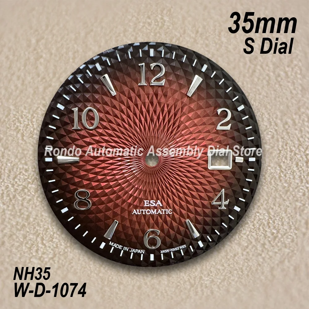 35mm S Logo Cocktail Dial Fit NH35/NH36 Movement High-Quality Blue Lotus texture Dial Watch Modification Accessories