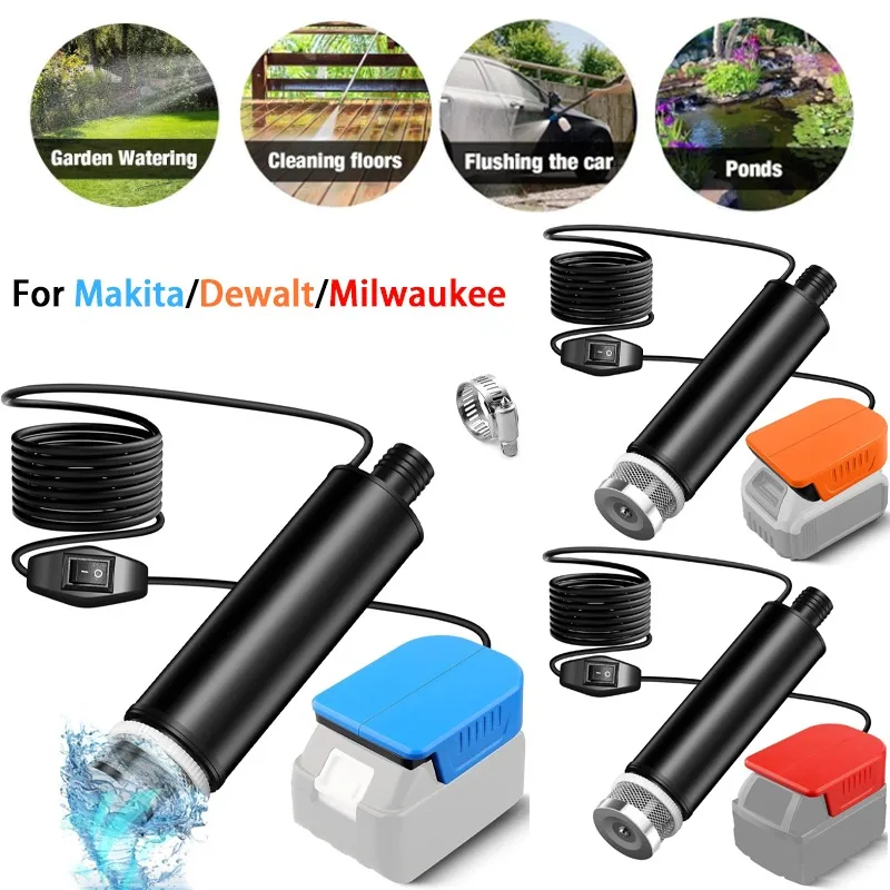 

Cordless submersible pump for Makita/Dewalt/Milwaukee 18V 20V battery, suitable for swimming pool, aquarium, pond, drain pump