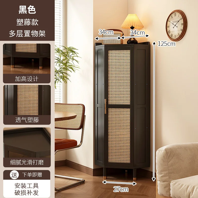 Corner storage rack for home living rooms, corner cabinet, floor-standing high-end dustproof triangular display cabinet