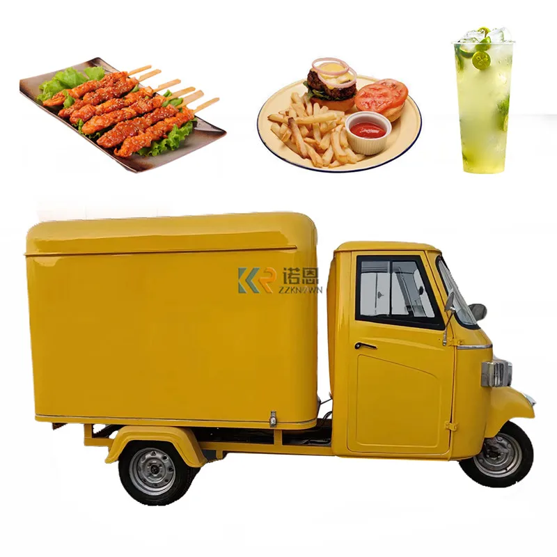 3 Wheel Airstream Food Truck with Full Kitchen Mobile Bar Coffee Boba Tea Waffle Trolley Cart Dessert Sweet Corn Kiosk with Lift