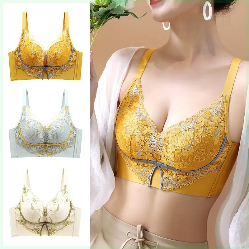 

Temperature-changing ginseng quantum lingerie for women to pull up the small-breasted bra anti-sagging adjustment bra