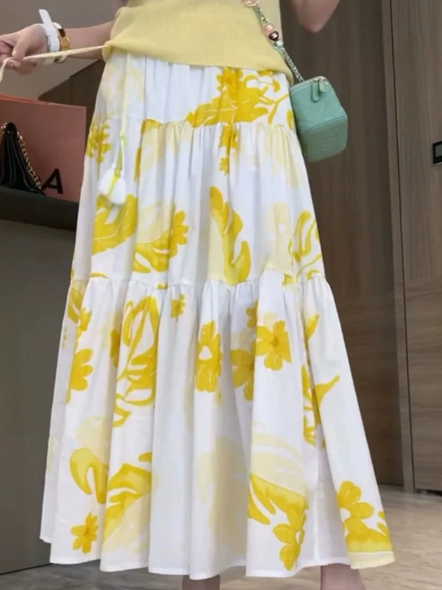 

Модная молодежная свободная повседневная женская юбка миди Vaion Sle, лето 2024, новый модный дизайн, универсальные юбки