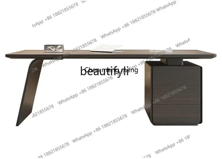 zS173xx1Italian minimalist light luxury study desk living room solid wood computer desk boss desk