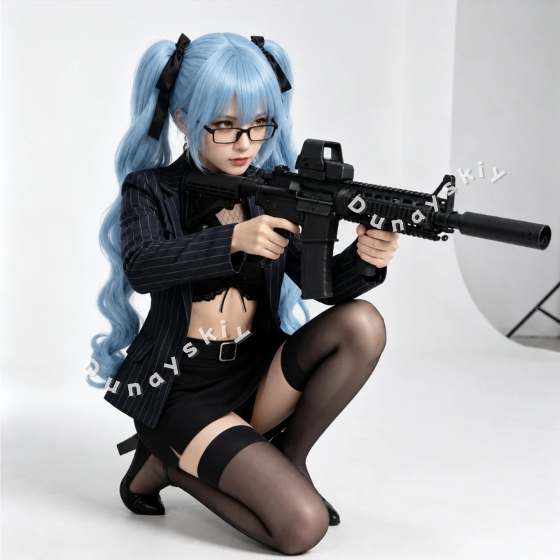 

Anime Cosplay Privaty Sharp Lesson New Event Outfit Black Striped Suit Mini Dress Sexy Lingerie Wigs Cos