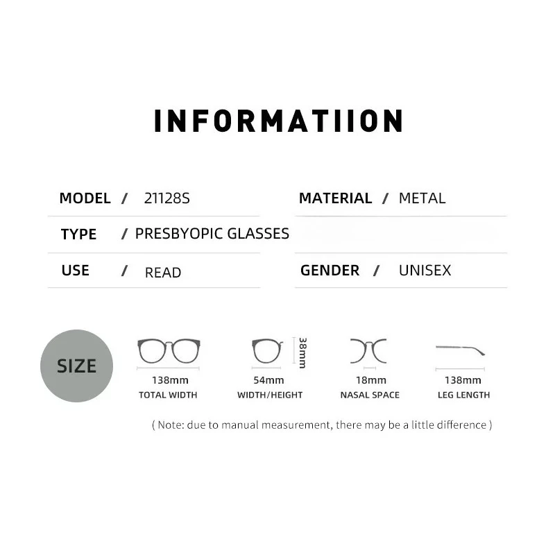 Fashion Men's Square Large Frame Eyeglasses Spring-loaded Legs Anti-Blue Light Reading Glasses for Near and Distance Use
