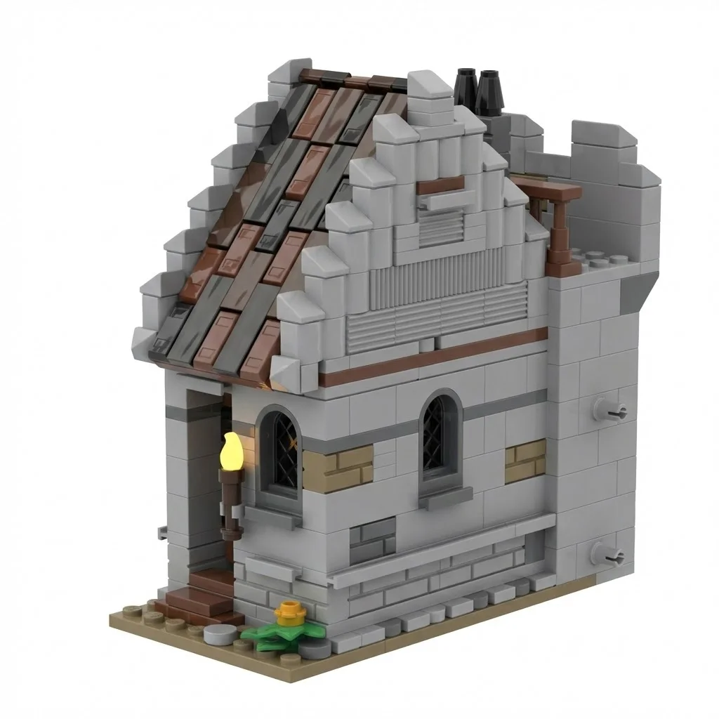 DIY Schloss Königreich Dorfhaus Konstruktionsset Historisches Gebäude Bausteine Spielzeug Geschenk