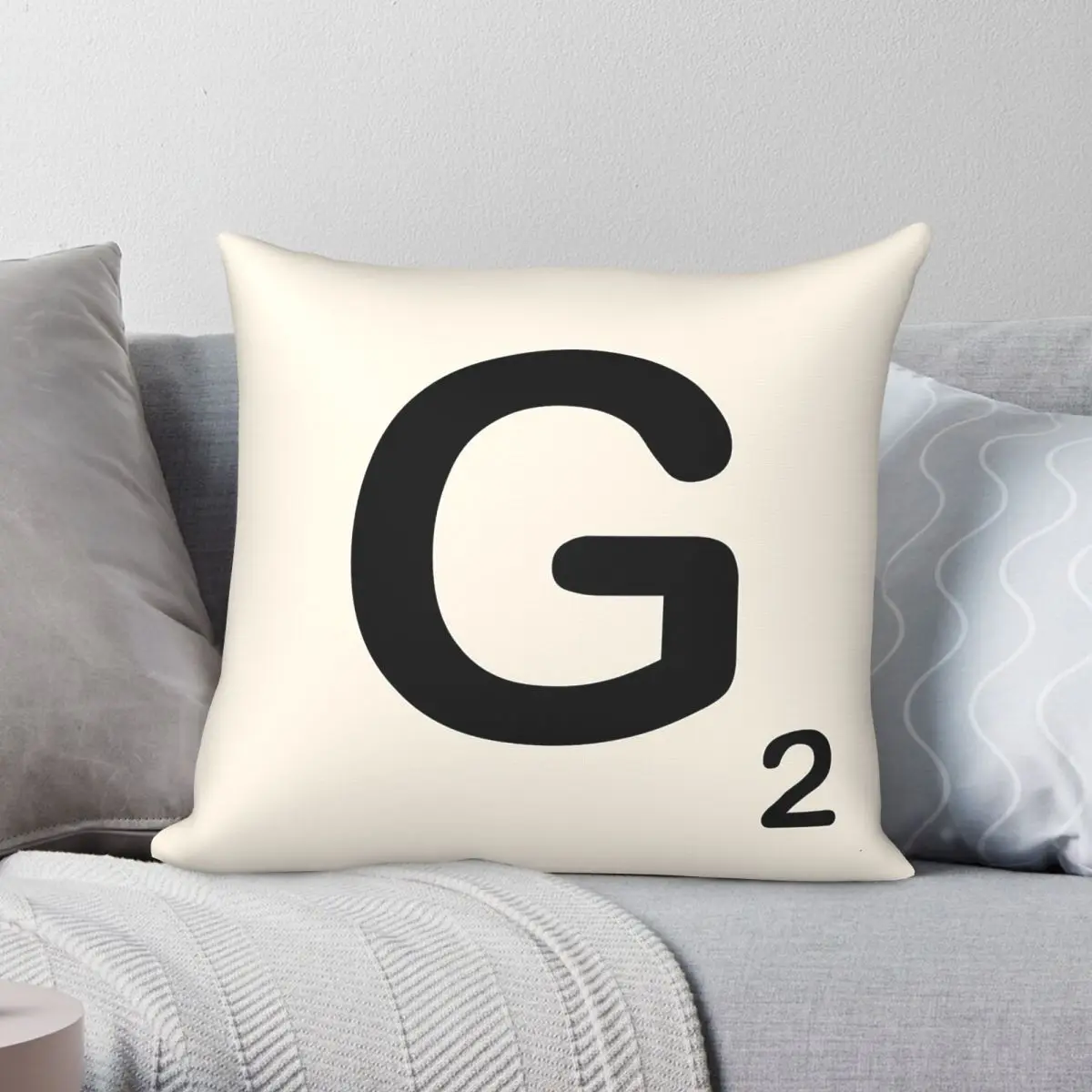 Scrabble Tile G Square Pillowcase Polyester Linen Velvet Pattern Zip Decor Car Cushion Cover 18