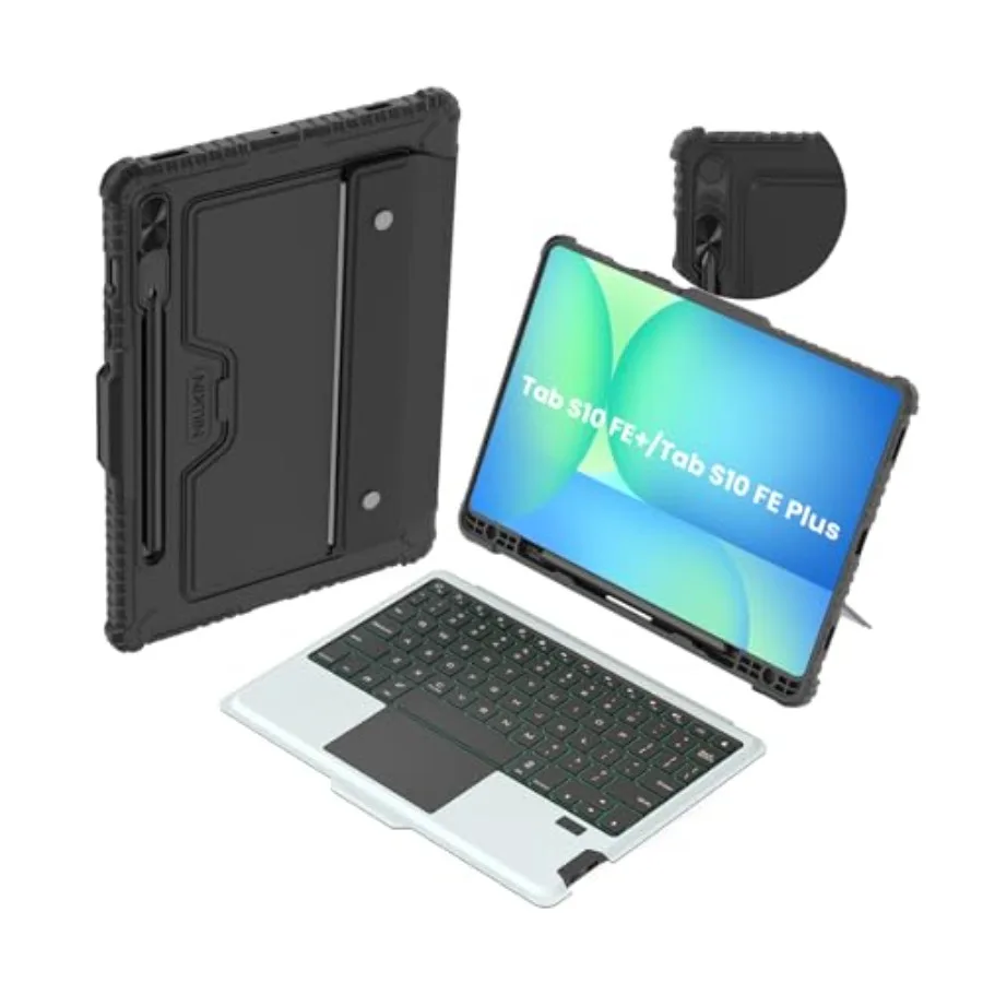 

Чехол-клавиатура для Samsung Galaxy Tab S10 FE+ Plus с 7-ми цветной подсветкой, подставкой, трекпадом и держателем для S Pen для планшетов Samsung