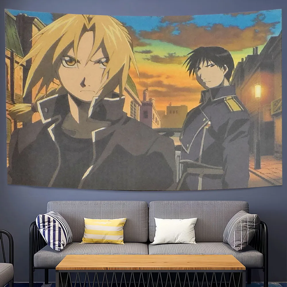 New Anime F-Fullmetal Alchemist Poster Print Tapestry Hippie Vintage Wall Hanging Bedroom Wall Atmosphere Decor Background Cloth