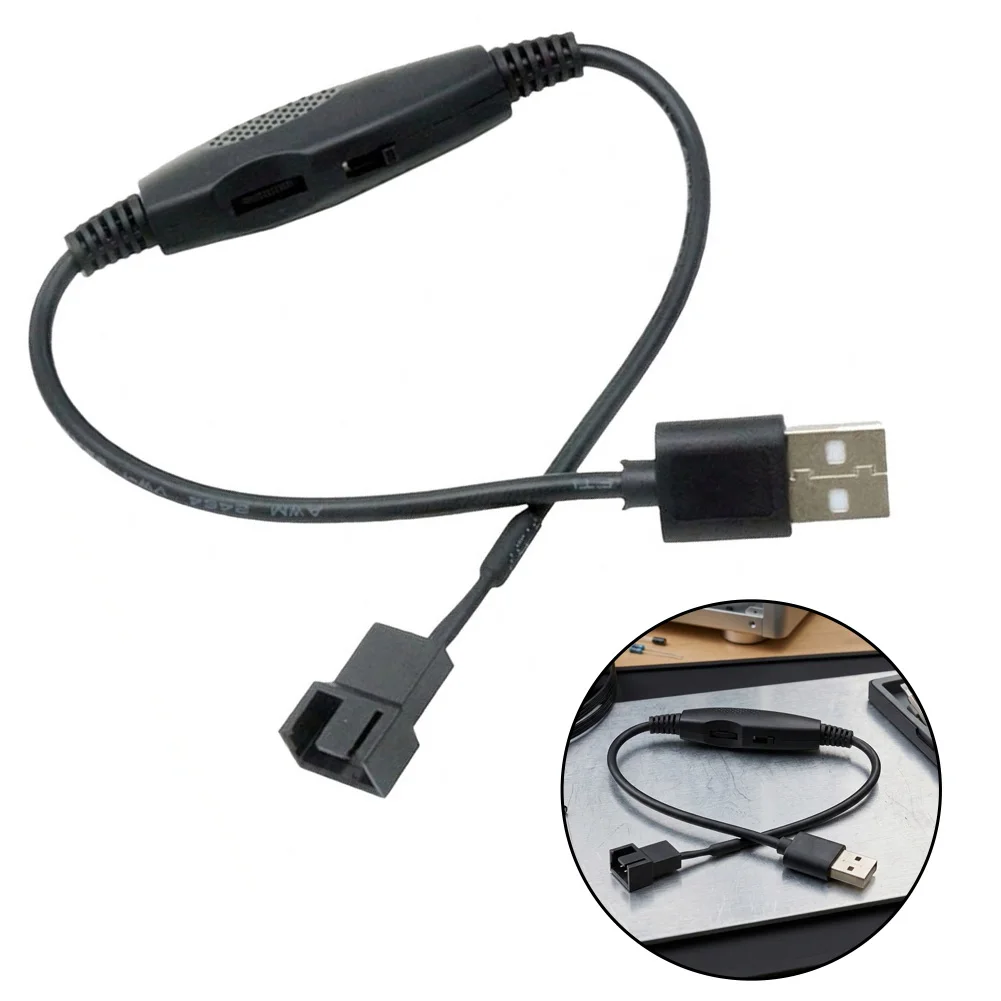 USB to 4-Pin Fan Adapter Cable Set 2 pcs with 5V to 12V Voltage Step-Up and Integrated Power Switch for Standard Fans
