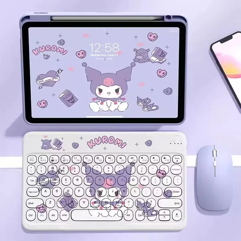

Kuromi New Model Wireless Bluetooth Keyboard Suitable For Apple Ipad And Xiaomi Tablet Computer Cartoon Appearance Rechargeable