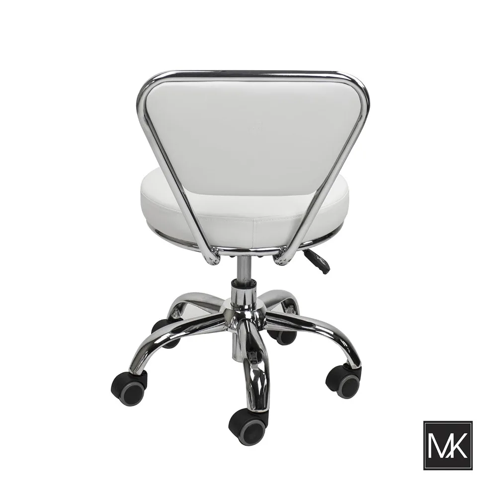 Dayton Tabouret et chaise de pédicure pour ongles et salon roulant pneumatique réglable blanc