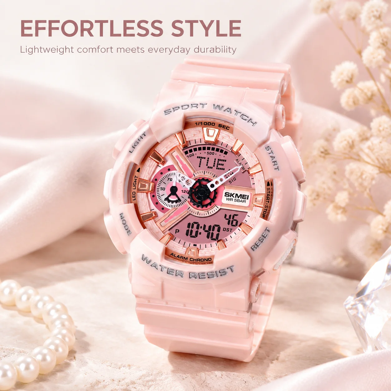 SKMEI 1834 Sports Digital Watches Women Fashion Wristwatches 50M Waterproof Men Outdoor Clock World 4Time LED Alarm Week Date