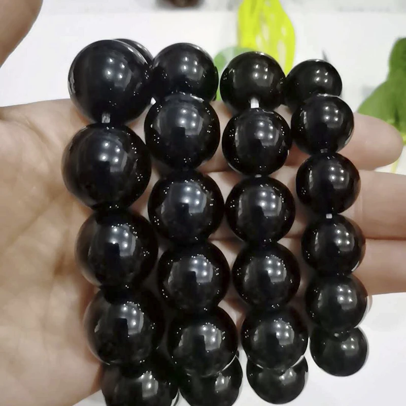 NAatural Obsidian Bracelet Women Fashion Jewelry Black Dragon Crystal Beaded Bracelet Lovers Handmade Jewelry Good Luck Lucky