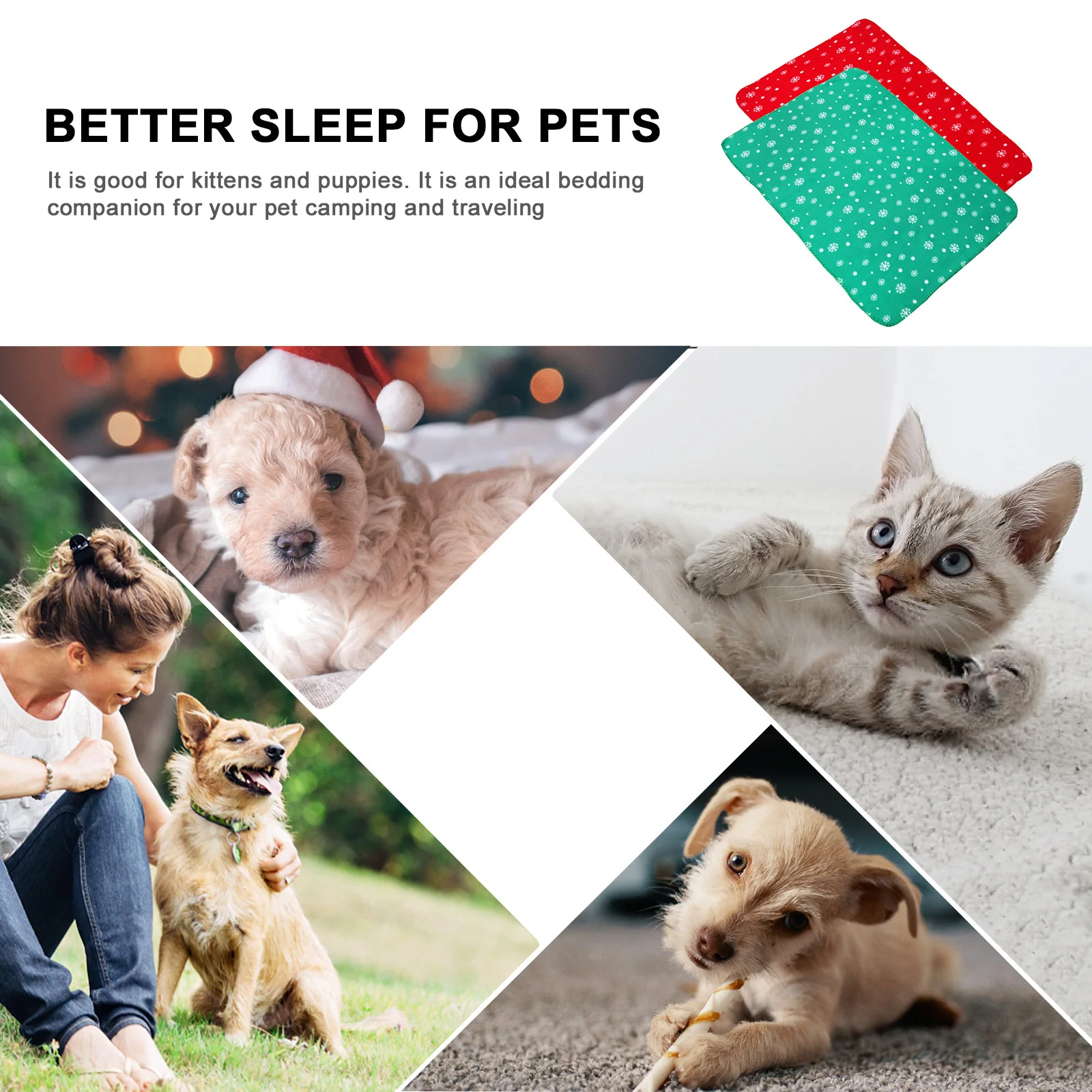 2 個ペット犬マット猫マットクリスマス猫パッド睡眠犬ブランケットソファクッション軽量ポータブルペットベッド用品