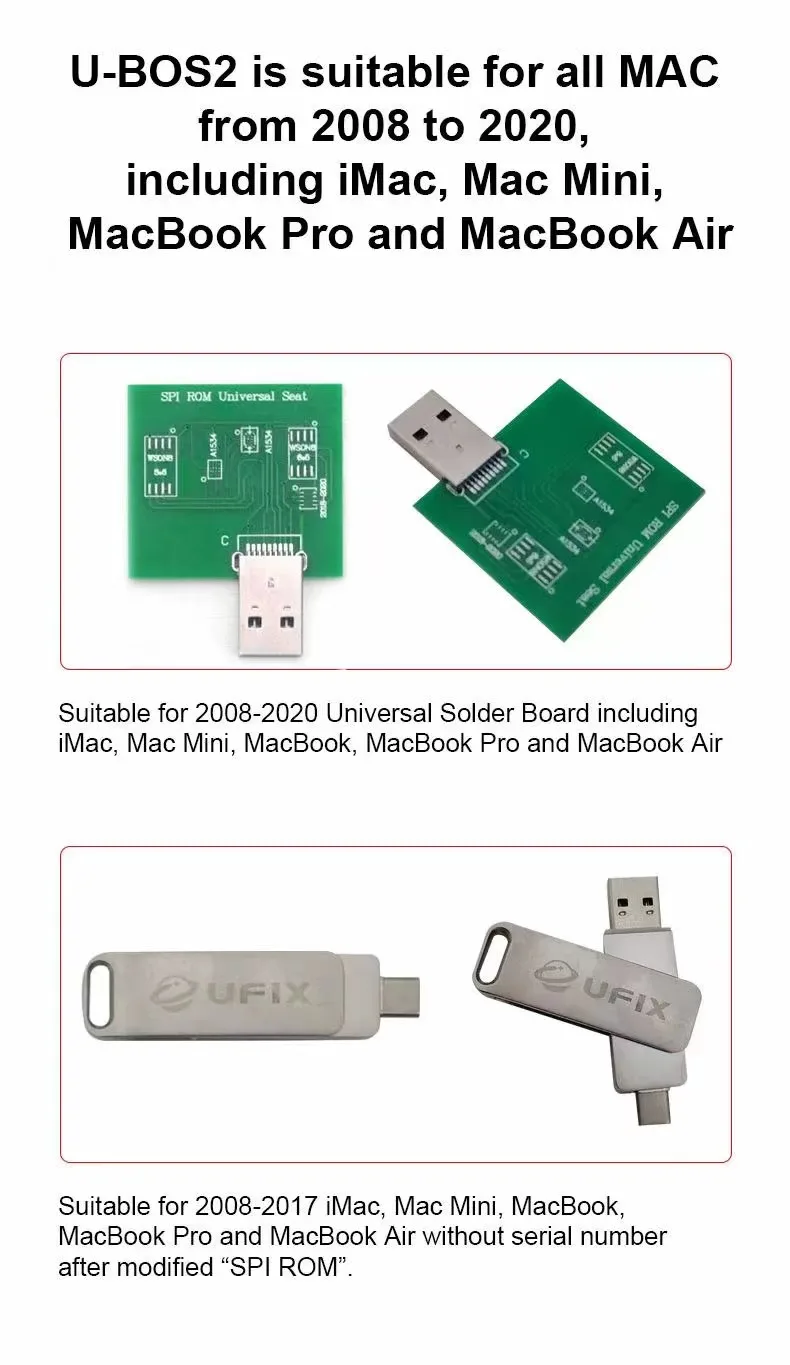 U-BOS2 Remove EFI Lock Firmware Lock PIN Lock for Macbook 2008-2017 Laptop with M1 or T2 ROM Chip BIOS Repair Tool