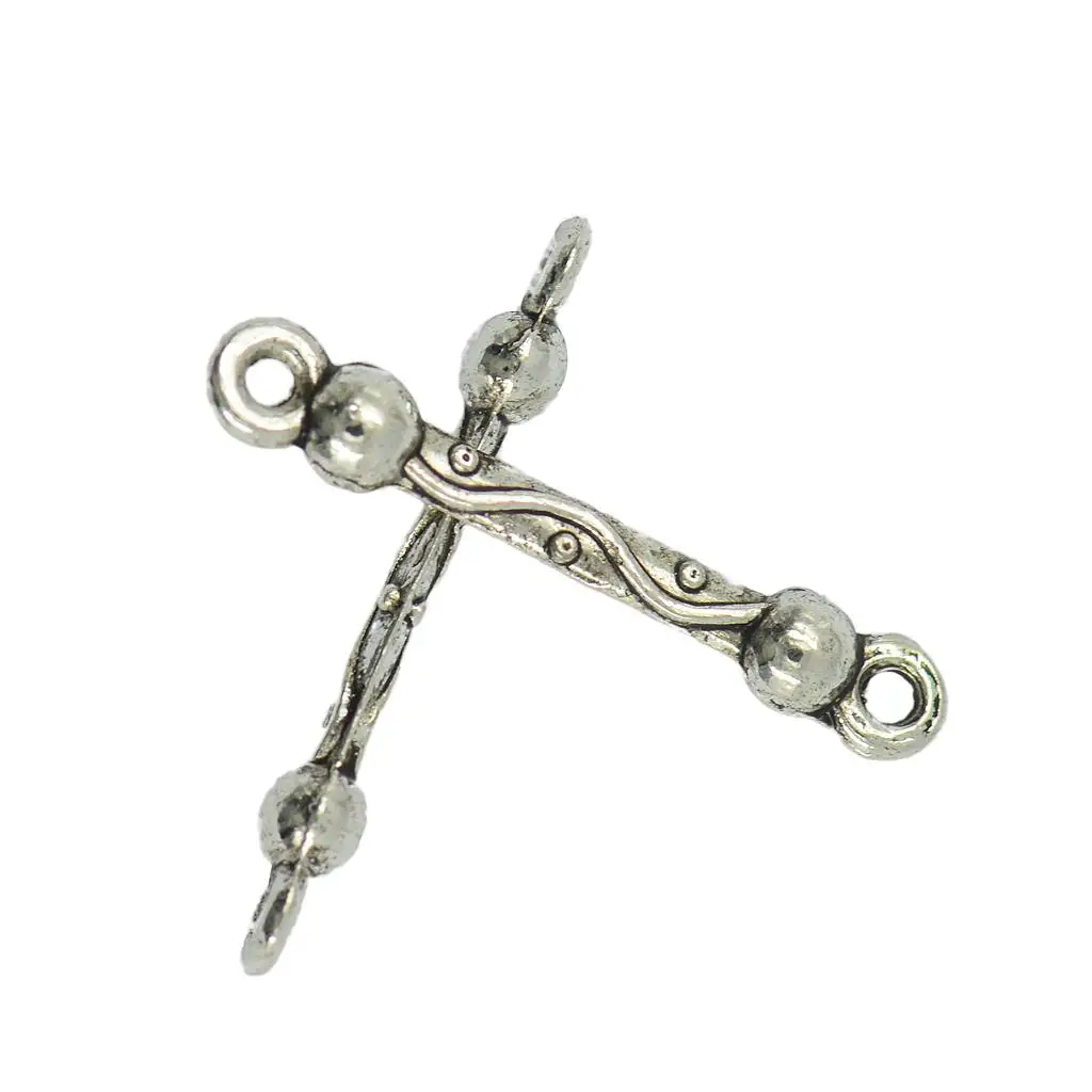 Bar Connectors for Jewelry Making Silver Antique Pattern Straight Alloy Findings for Accessories and Craft DIY