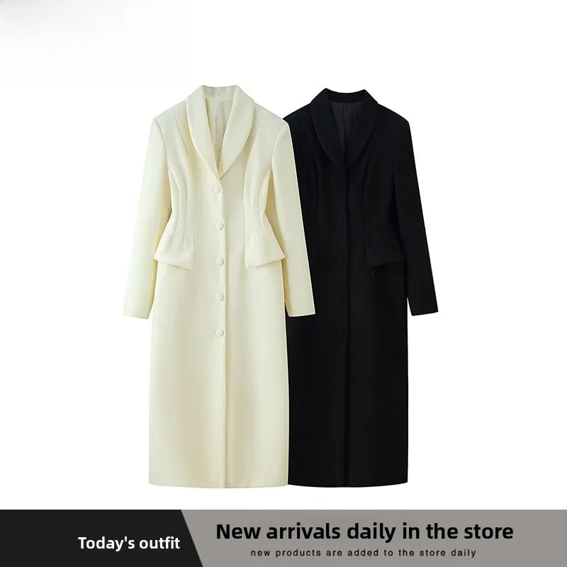 

Модное длинное шерстяное пальто женское осенне-зимнее, новинка, с отложным воротником, декоративными карманами на пуговицах, в стиле ZR, утепленное, для уличной моды