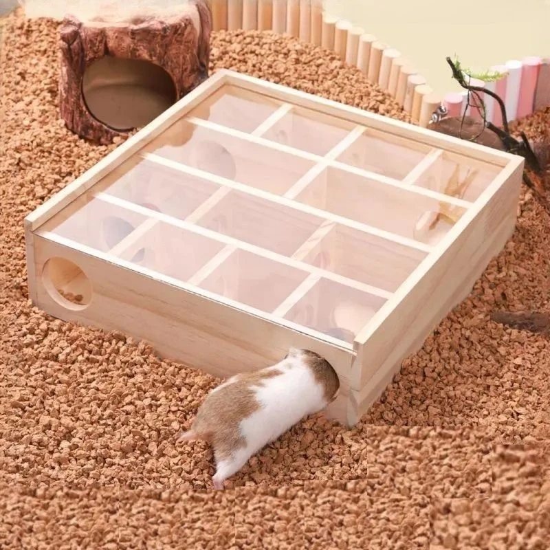 

Wooden Hamster Maze Toy Solid Wood Intelligence Training Playground Acrylic Interactive Habitat Exercise Small Pet Activity