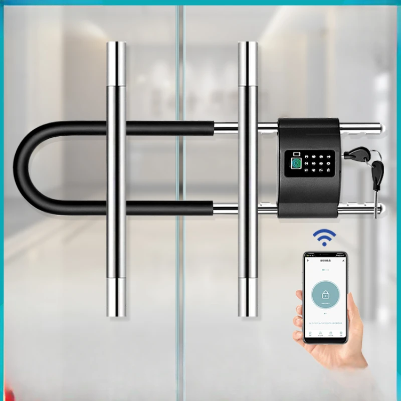 

Fingerprint U-shaped, glass door, double door password, intelligent Bluetooth insertion, anti-theft key lock for shops