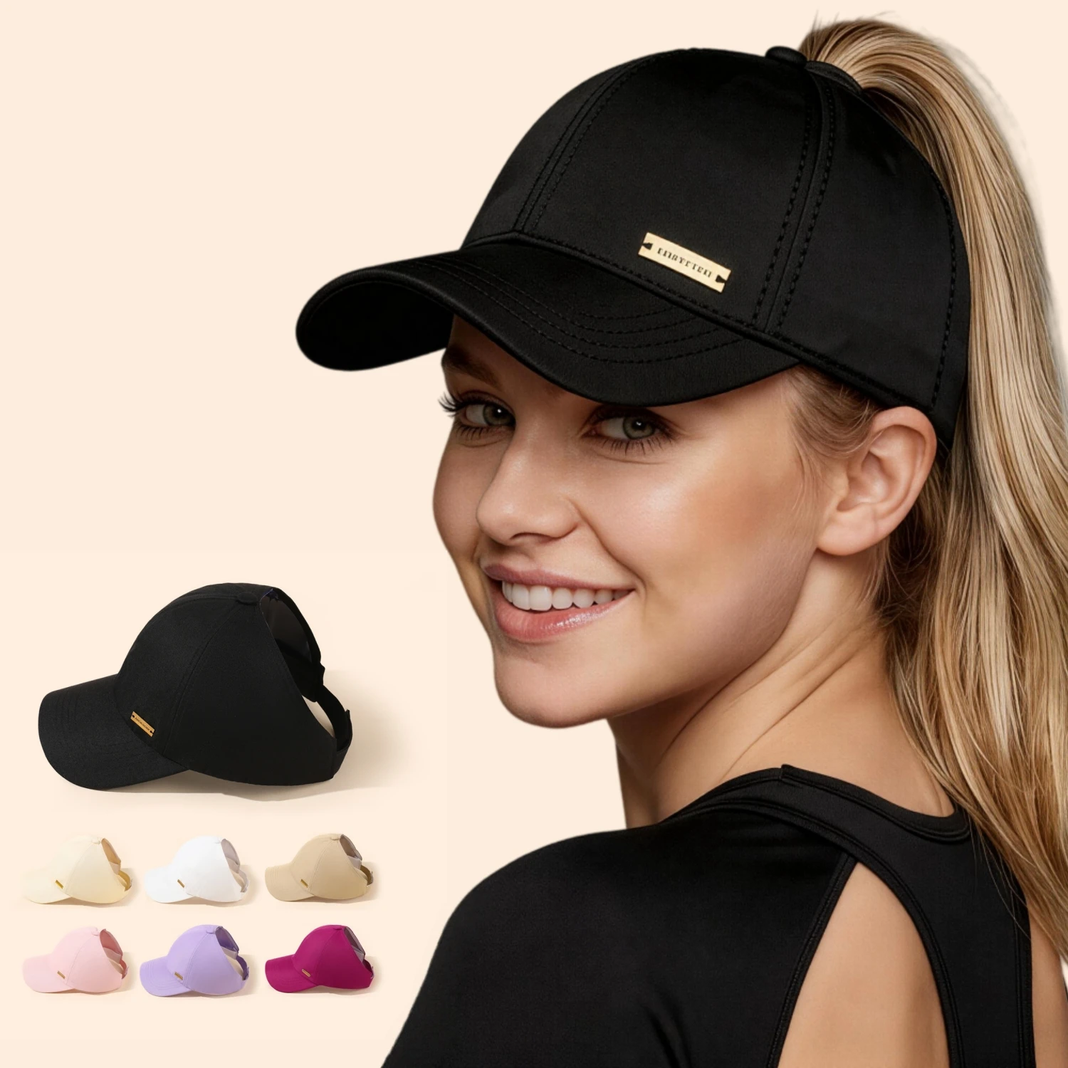Women's Ponytail Hole Top Baseball Cap,Versatile Sun Visor Hat for Summer with Ponytail Opening, Adjustable Design