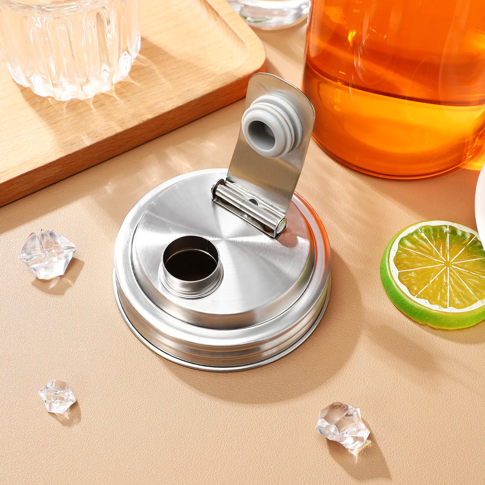 

2 Pcs Mason Cover Jar Lids Airtight Handle Stainless Steel Can Covers for Soda Fermenting Canning Rings