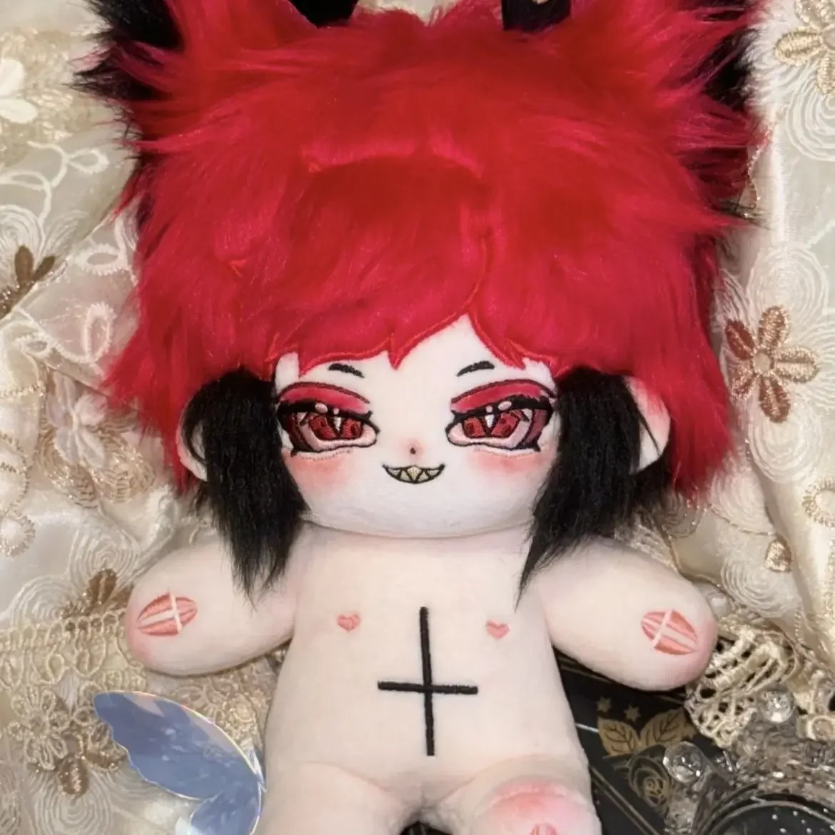 20cm Anime Role Cute Alastor Plush Doll Cosplay Cotton Stuffed Body Dress Up Clothes Plushies Toys Figures Lovely Xmas Gift