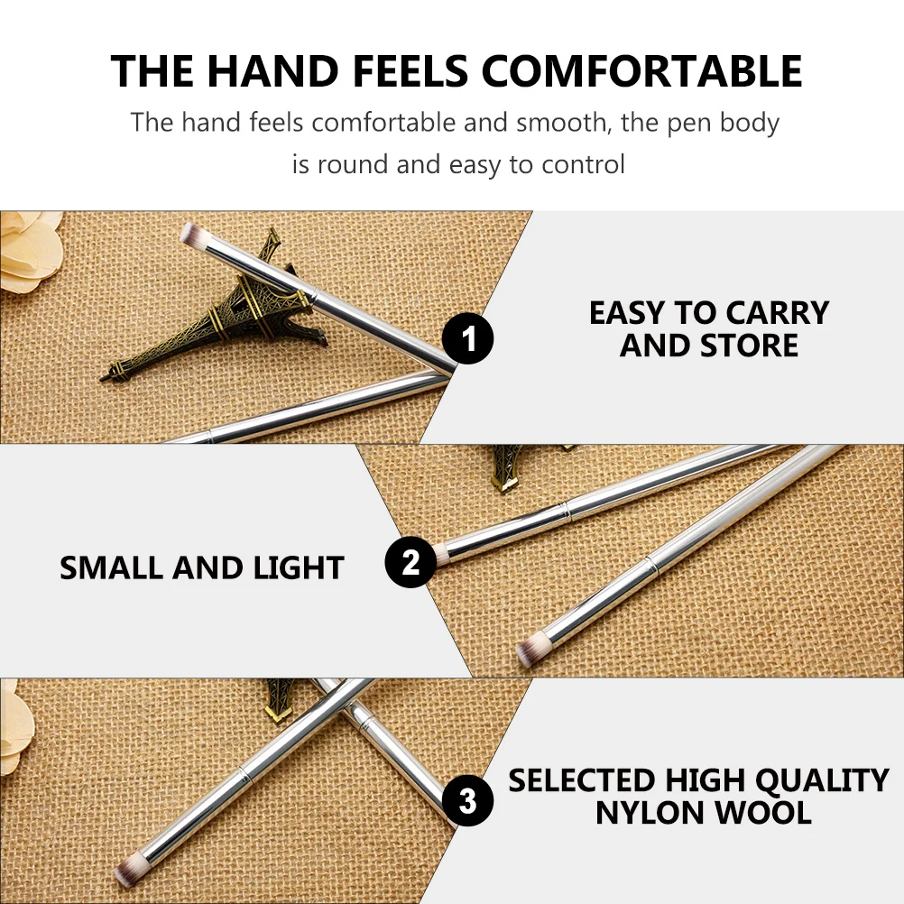 Ensemble de pinceaux pour Nail Art, manche en acier inoxydable, cheveux en Nylon lavables, outil d'art de manucure pour la conception de beauté des ongles, stylo de dessin, 3 pièces