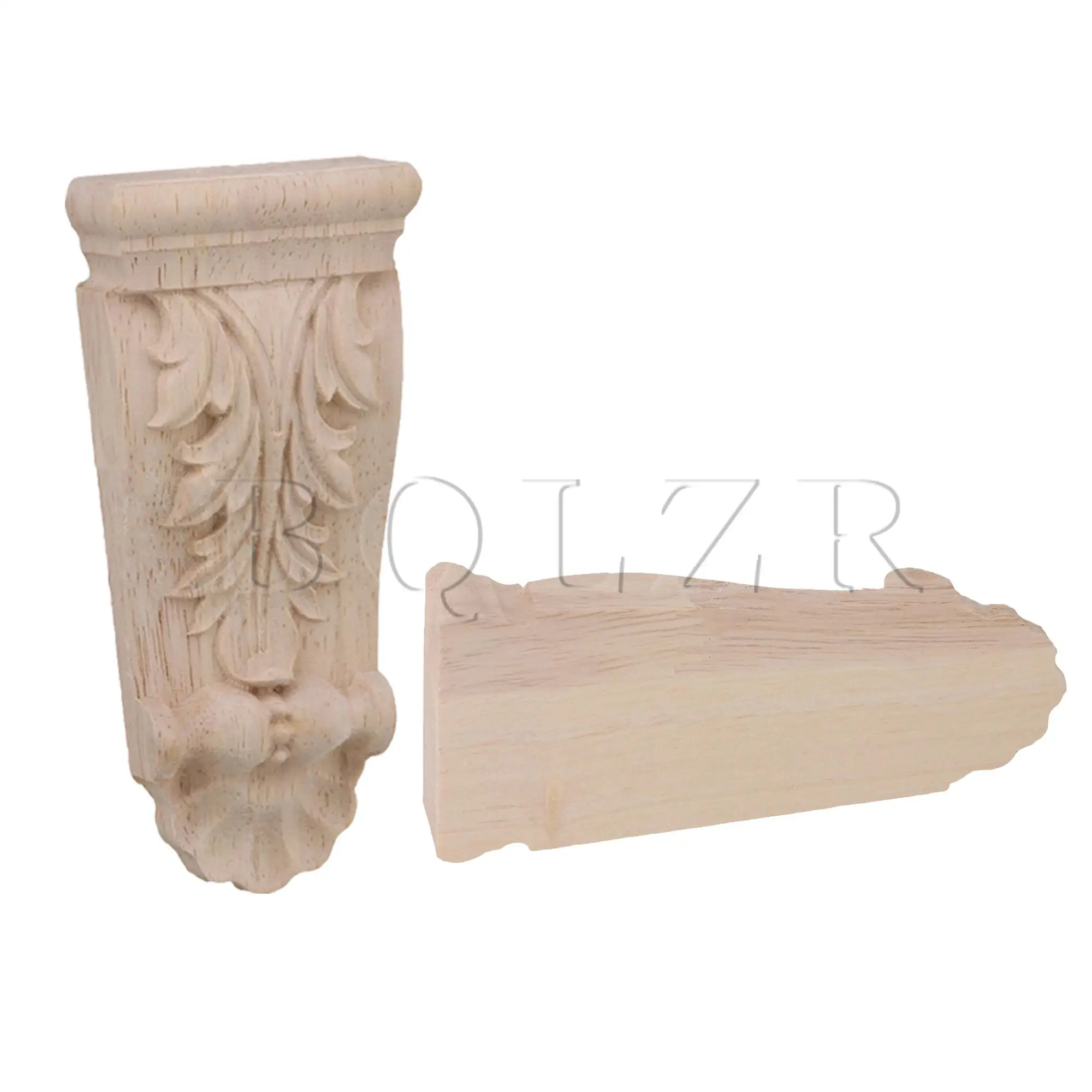 BQLZR 15Pcs Unpainted Solid Wood Carved Corbels Columns 1.97