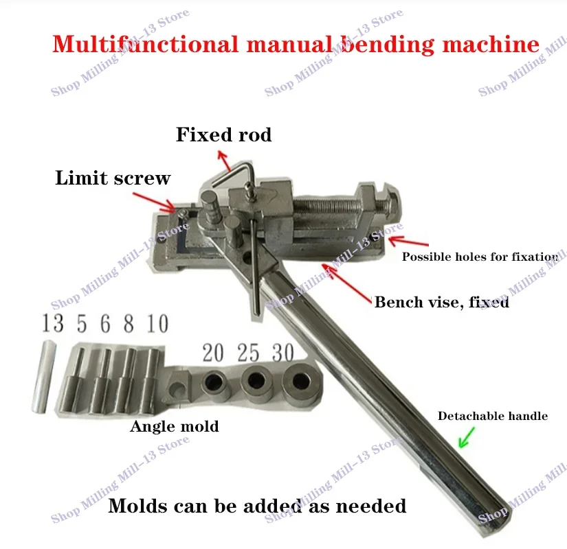 Manual Bending Machine Tool DIY Pipe Bending Machine Is Suitable for All Kinds of Bendable Metal wire flat iron Materials