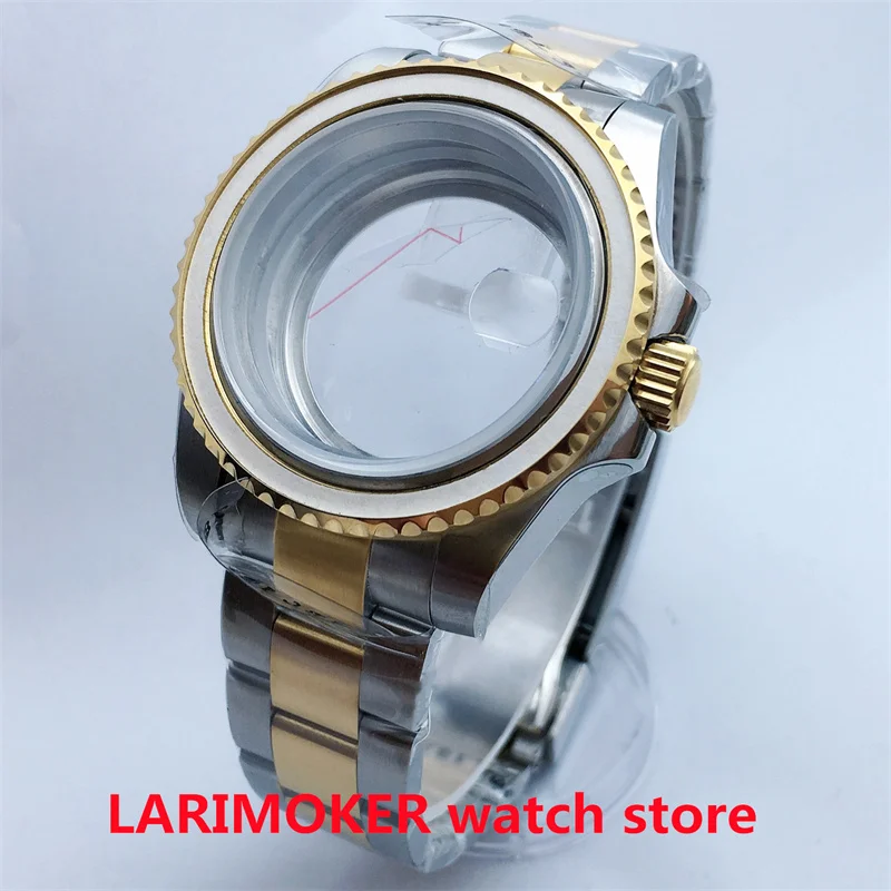 38mm/40mm Silver Gold Sapphire Case Oyster Bracelet For NH35 NH36 NH38 ETA2824 2836 PT5000 DG2813 3804 Miyota 82 Series Movement