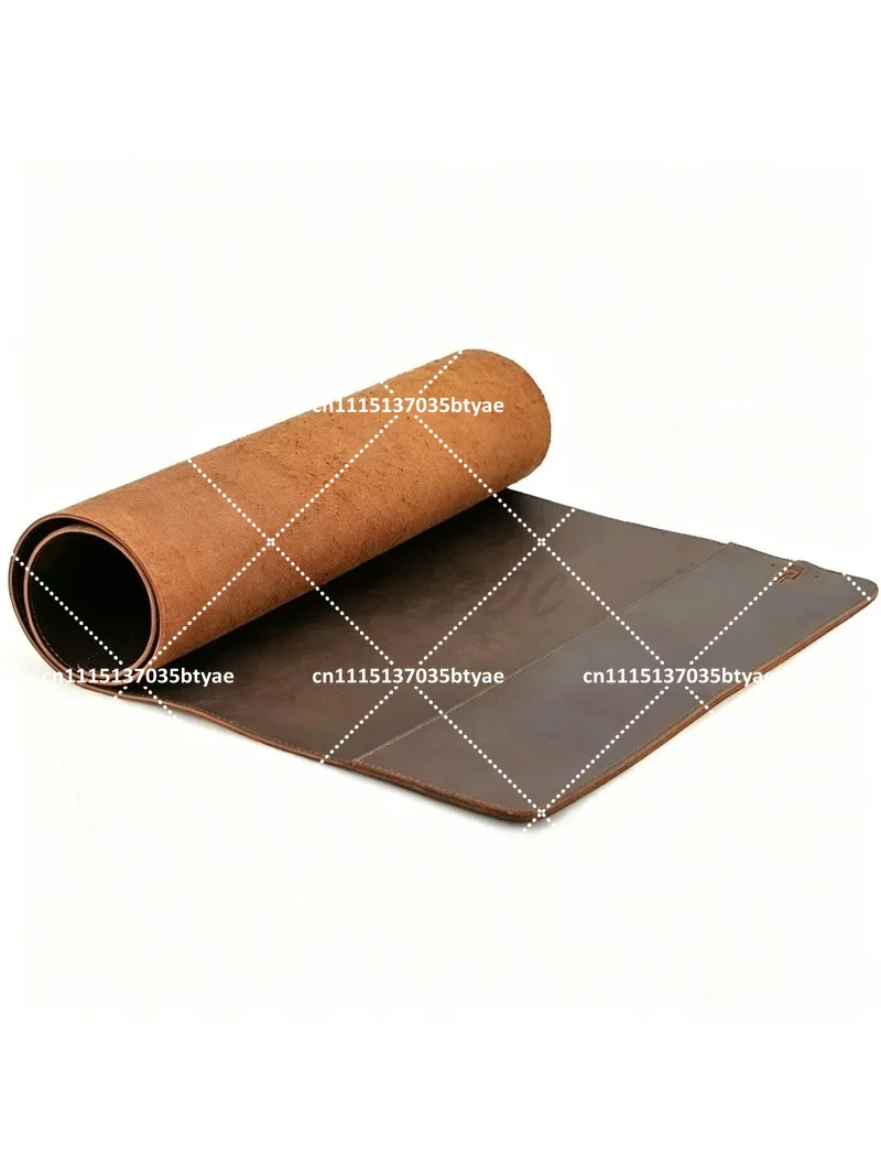 Vintage Cowhide Mouse Pad with Super Large Dirt Resistant and Waterproof Strap 15w Wireless Charging Leather Computer Desk Pad