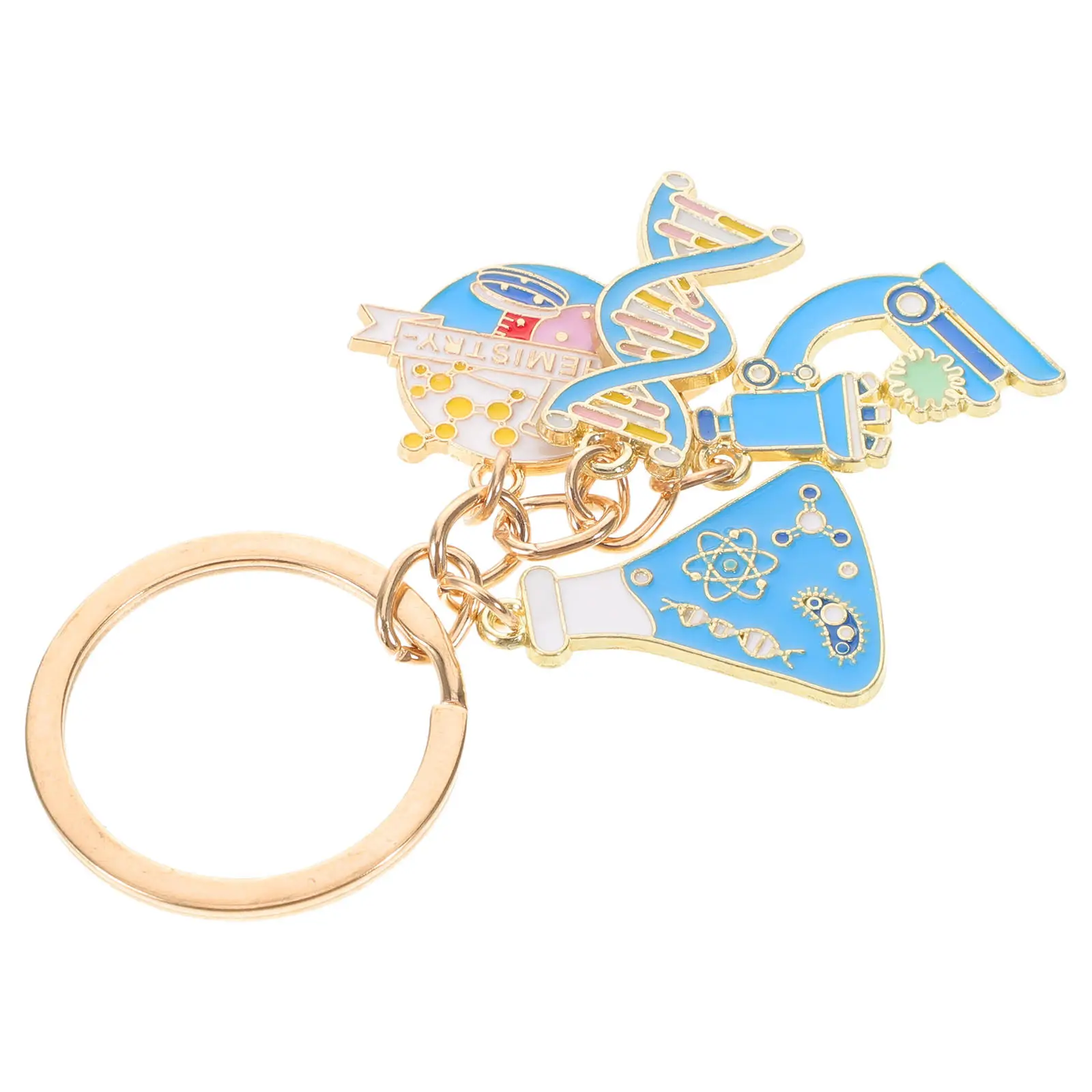 Dna Keychain Science Jewelry Charm Biology Chemistry Physics Symbol Keyring Lightweight Lab Bag Charm for Scientists Teachers