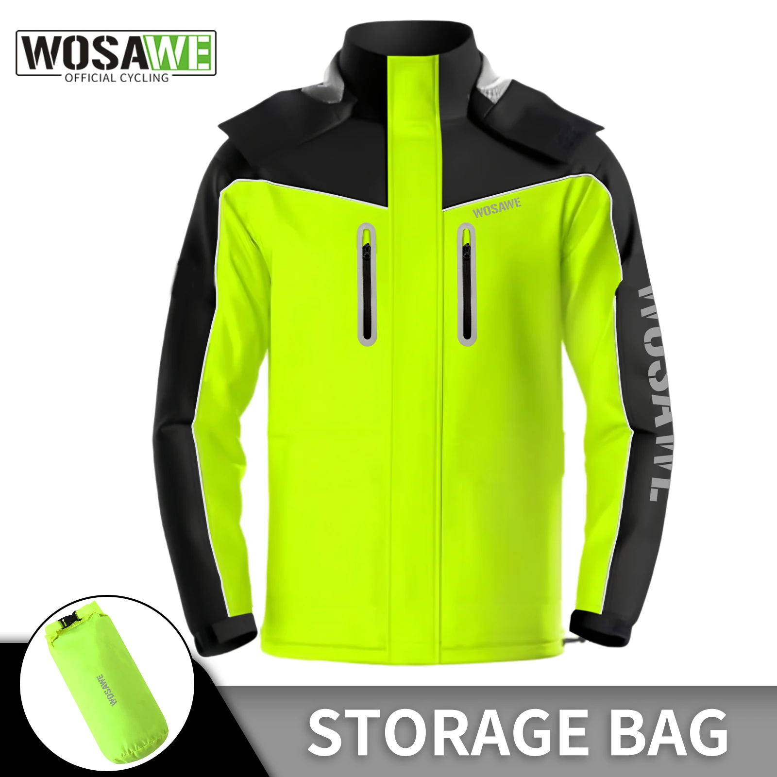 

WOSAWE Men's Cycling Rain Jacket Windbreaker Ultralight Reflective Windproof Jacket Men MTB Road Bike Wind Coat Bicycle Clothing