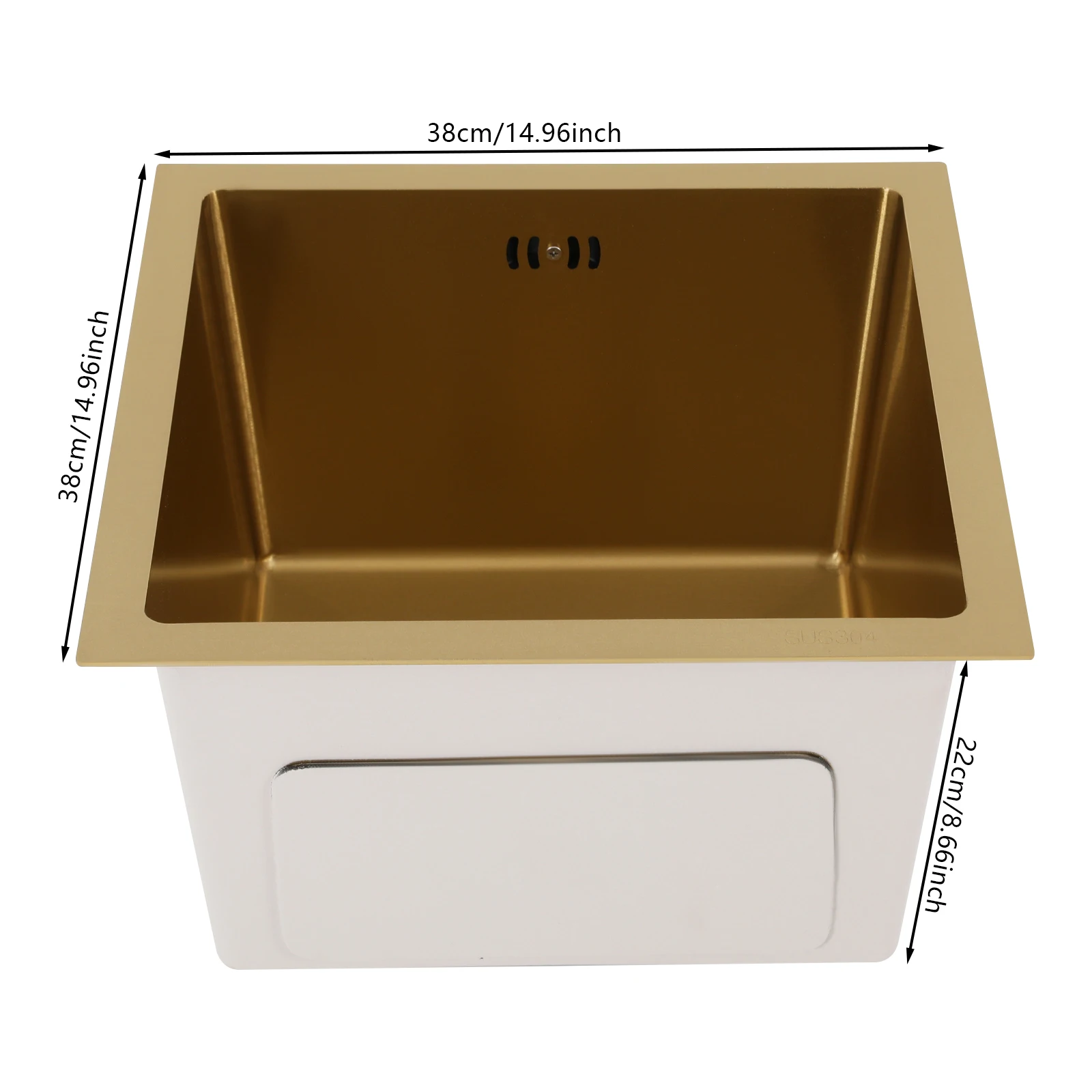 

38 X 38cm Gold Kitchen Sink, Multifunctional 304 Stainless Steel Sink Home Kitchens, Restaurants, Dessert Shops, Cafes
