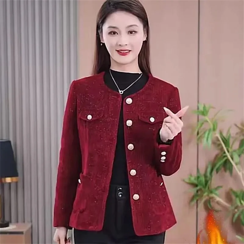 New Fashion Small Fragrant Coat For Women Autumn Winter Middle aged Women Short Blazers Jacket Mother Casual Suits Outwear Tops