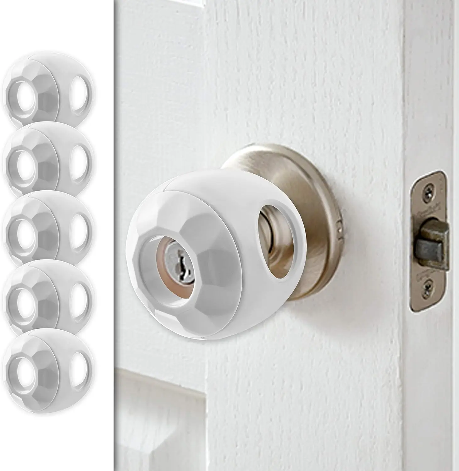 

Door Knob Safety Cover for Kids 5 Pack Baby Proof Door Knob Covers Door Locks for Kids Safety Child Proof White
