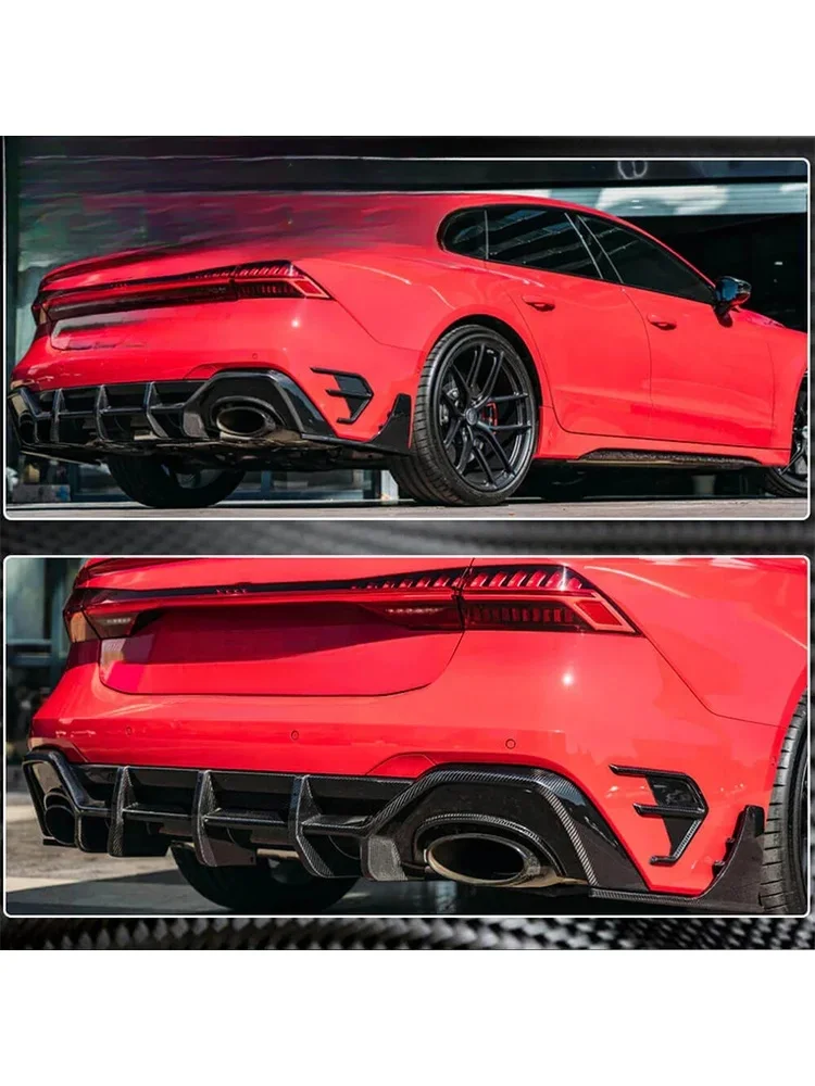 Hochwertiger Carbon-Heckdiffusor Hecklippe Canards Passend für C8 RS6 RS7 2019-2024