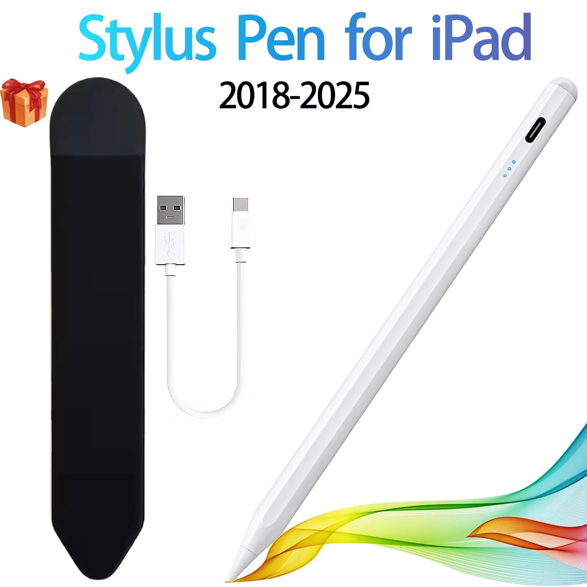 

Карандаш для Apple iPad 2018-2025 Стилус для iPad 11/10/9/8/7-го поколения, Pro 12,9/11/13 дюймов M4, Air 3/4/5/M2/M3, Mini 5/6th, Белый