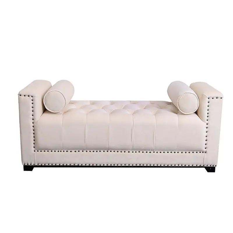 Light luxury bed cream-style living room long sofa bench stool shoe bench