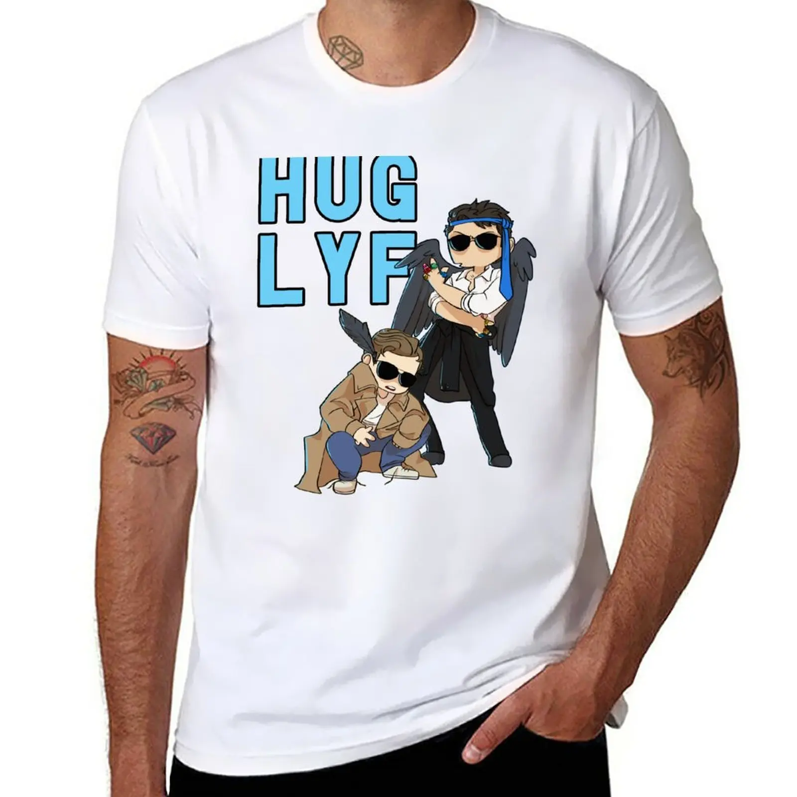 New HUG LYF T-Shirt plus size tops sublime t shirt korean fashion boys white t shirts mens funny t shirts